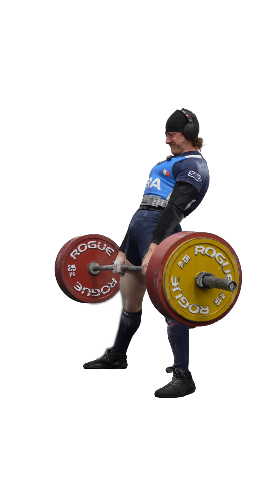 Yann « LaPulga » Puget en maillot équipe de France, deadlift à 300 kg